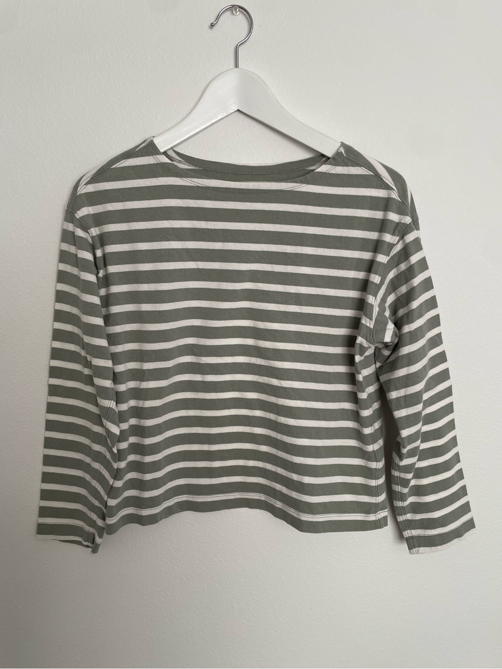 Everlane Sage Green Boatneck Striped Tee Size Medium